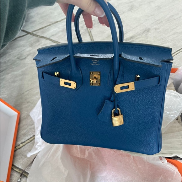 Birkin HERMES 25 Bleu France 100% authentic - Picture 3 of 16